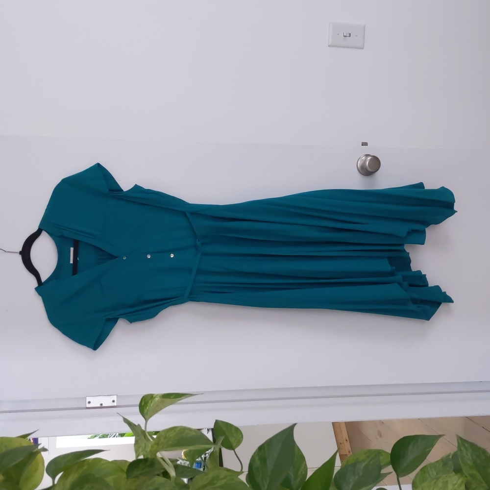 Monsoon green/teal tea length dress UK 12/Eur 40/US 8